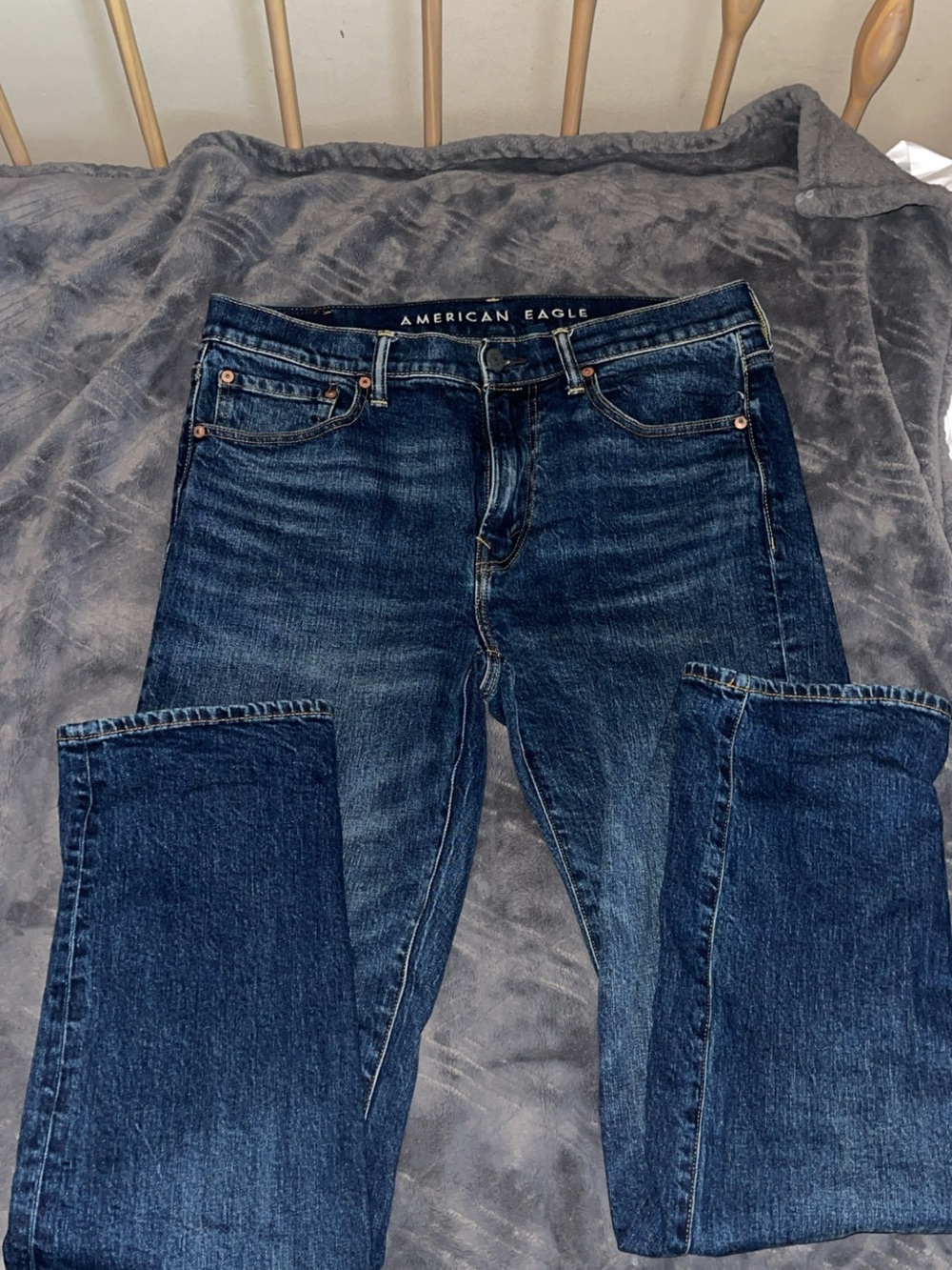 American Eagle Outfitters Men's Dark Blue Slim Straight Jeans
